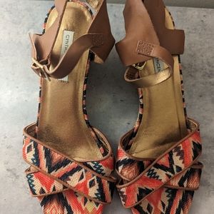 Cynthia Vincent Aztec Print Wedge Sandals